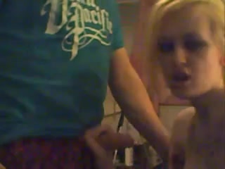 Young shameless bitch making a handjob while chatting