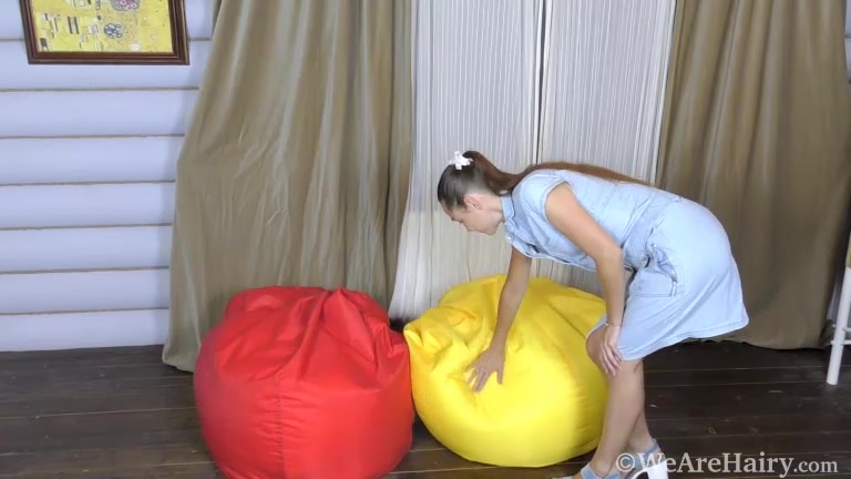 Nata masturbates on her colorful bean bags