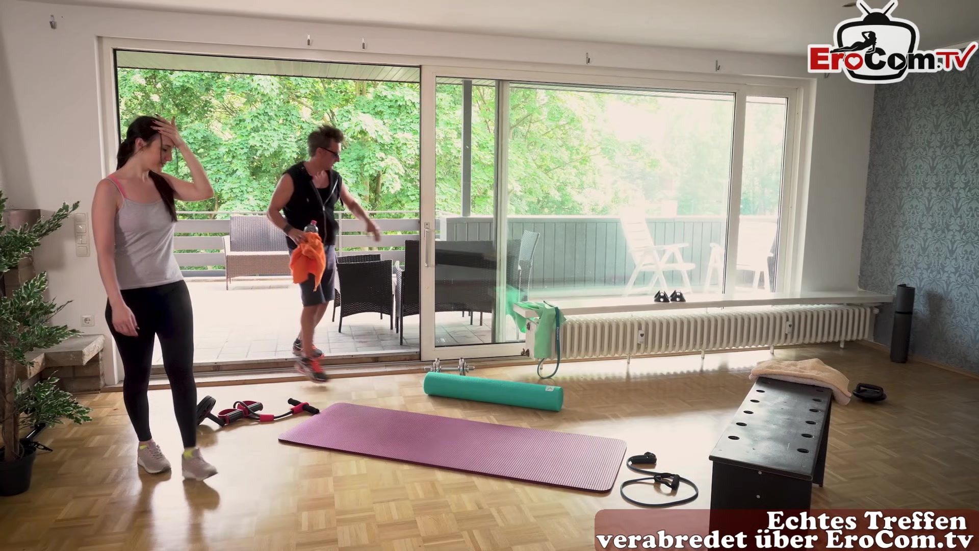German brunette Fitness teen 18+ pick up and fuck in gym