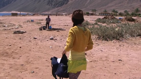 Pretty girl has sex on sandy beach