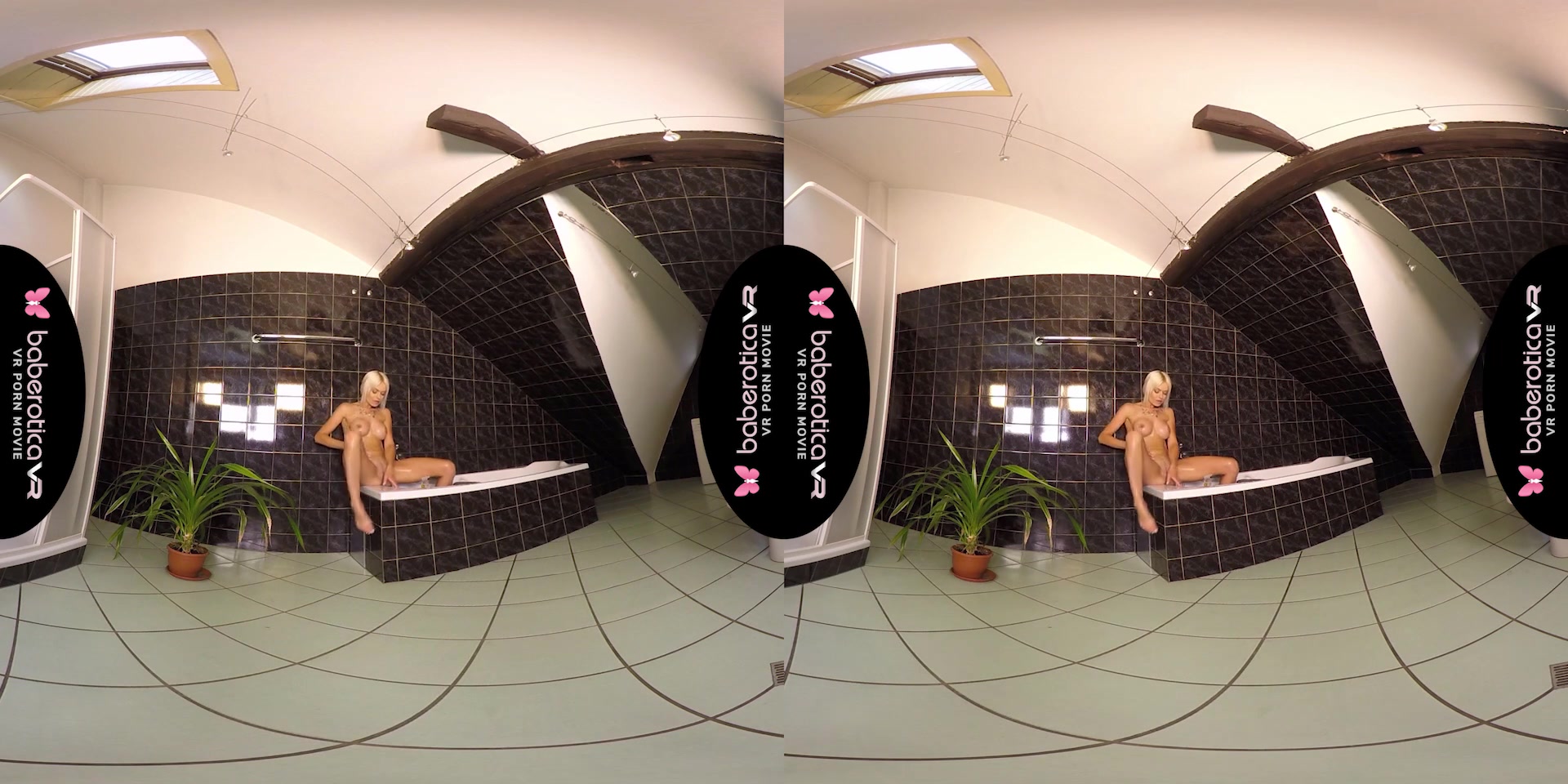 Lena Love in the bath naked with her fingers buried in her pink pussy - BaberoticaVR