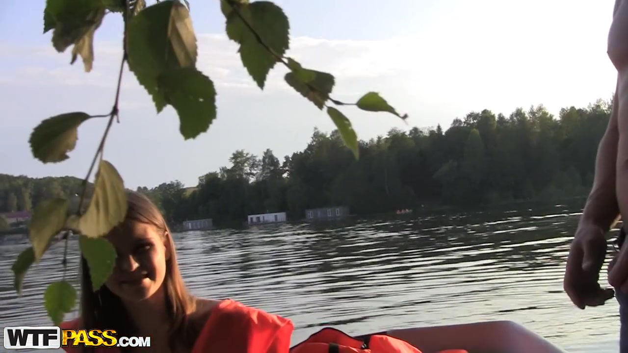 Cute broad enjoys Male+Male+Female 3some fuck in the boat