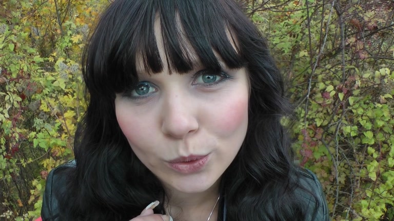 Brunette in funny panties blows cock outdoors