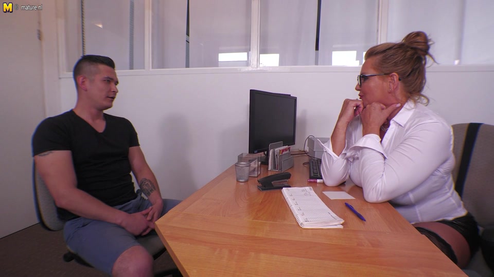 Busty German secretary blows and fucks her young applicant during job interviewg