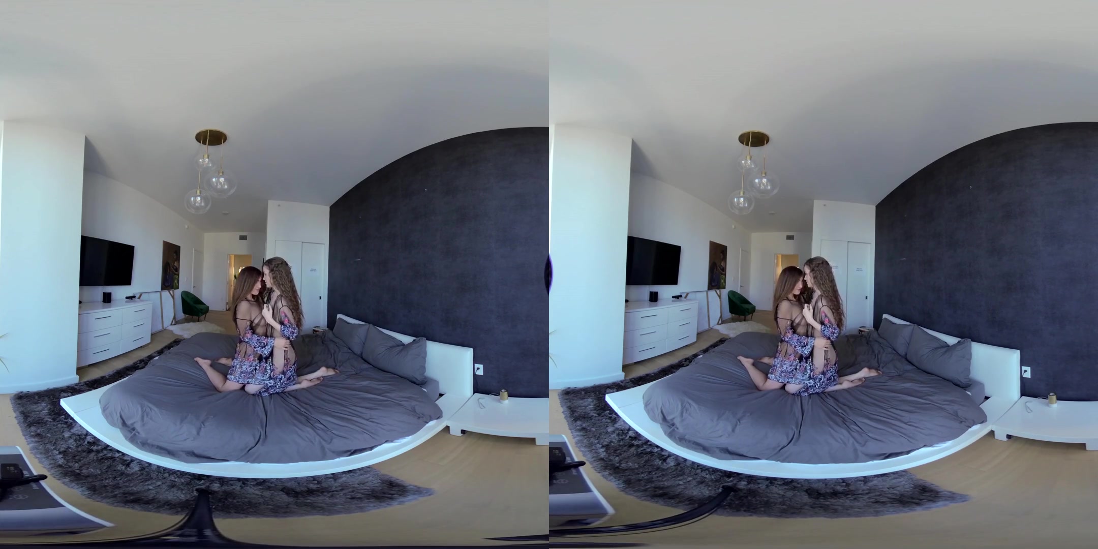 Highrise - Lesbian Tease On the Bed - SexLikeReal