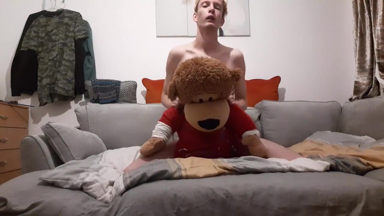 Very Skinny Horny teen 18+ Fucks His With His Erected Cock With Teddy Bear
