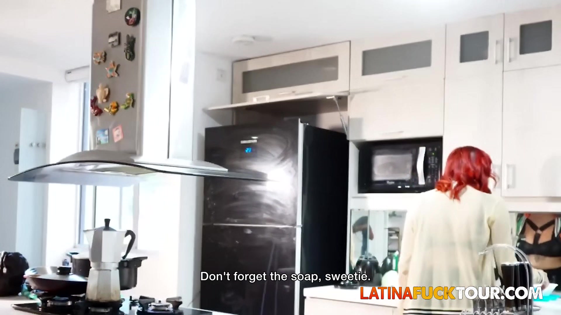 Redhead latina maid polishing a big cock for more than a tip