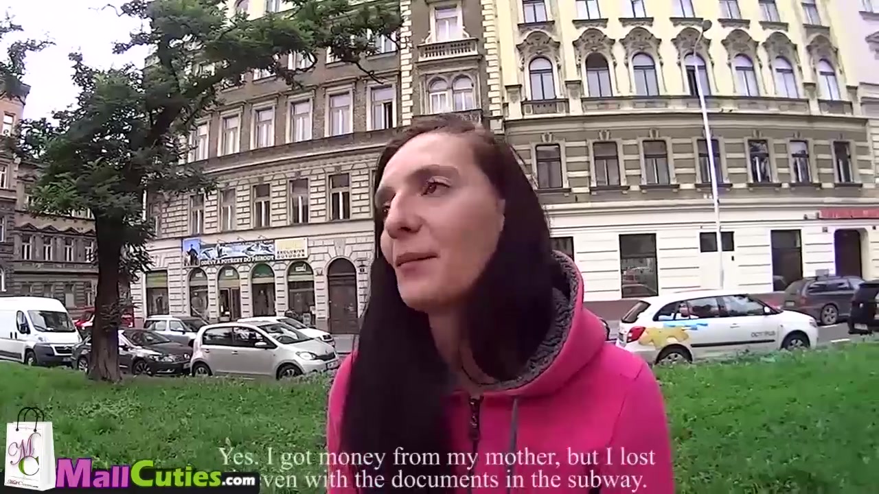 Blonde Girl after persuading goes shopping with a stranger