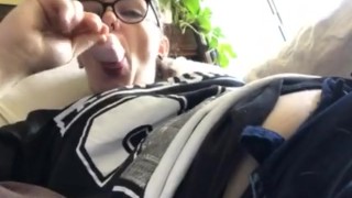 Chubby girl sucks on popsicle
