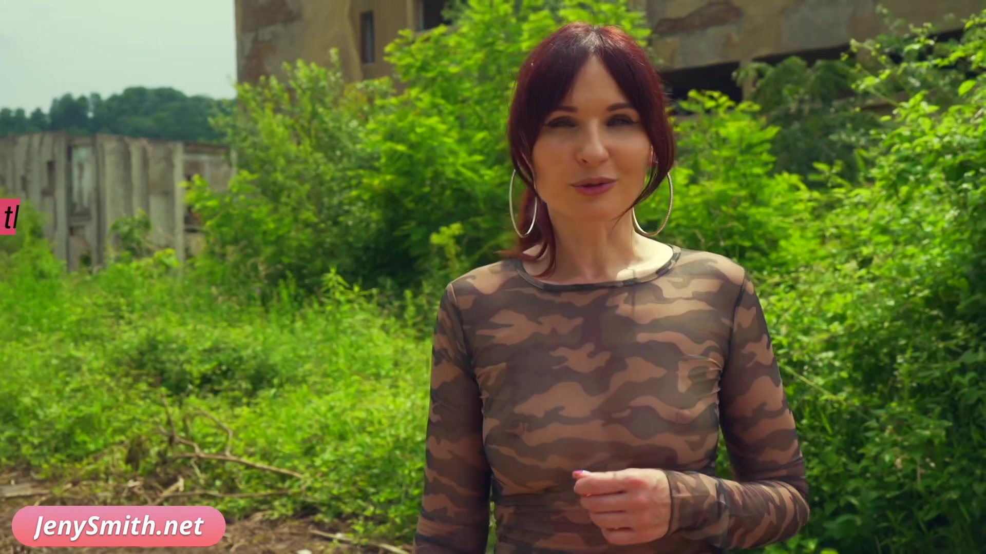 Stealth Mission. Jeny Smith enters an abandoned building naked