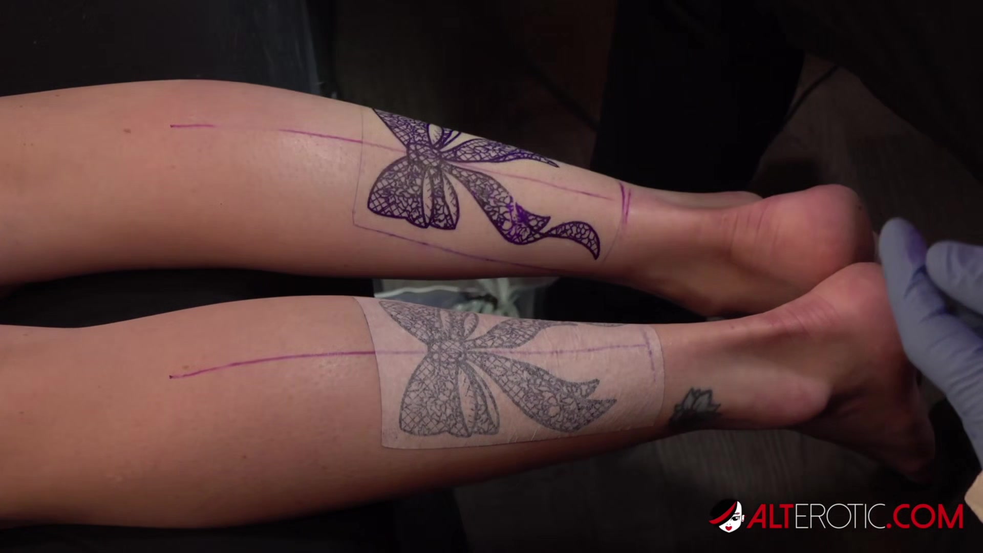 Katie Monroe gets tattooed and double dicked down