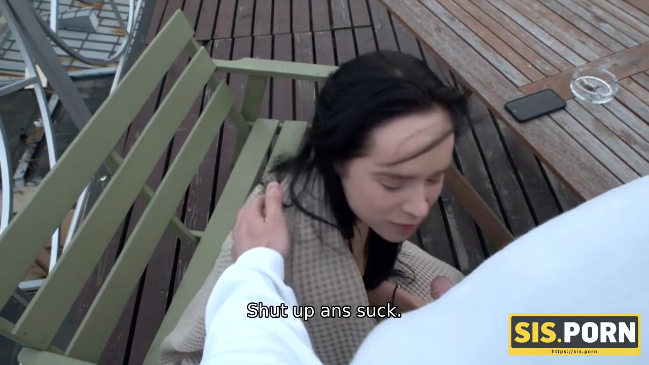 SIS.PORN. Lovely brunette smokes a cigarette and blows a dick at once