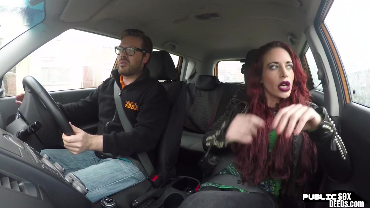 Redhead British squirter fucks her driving tutor in cowgirl