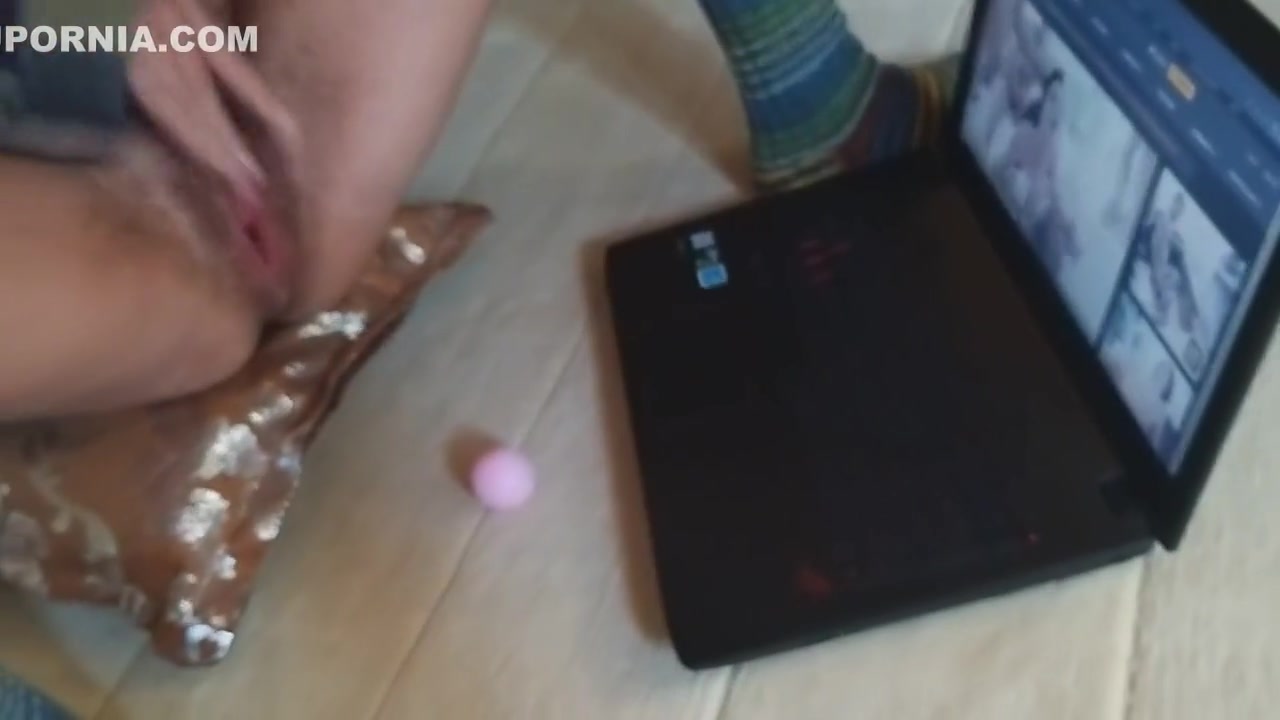 Natural Hairy Pussy Girl Watching Porn And Masturbate With 3 Ping Pong Balls