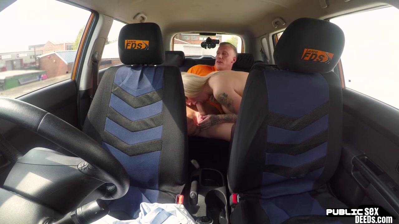 Bigboob UK squirter fucks driving tutor before tugging dick