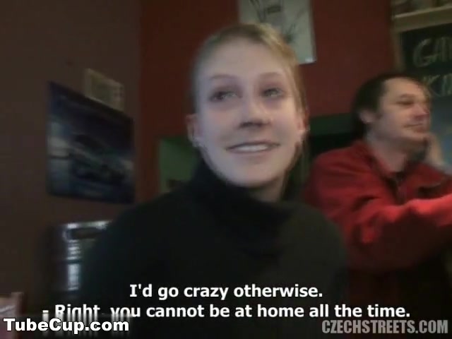 Slutty Czech blonde Veronika sucks dick for cash