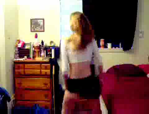 Big tittied blonde strips for the internet audience