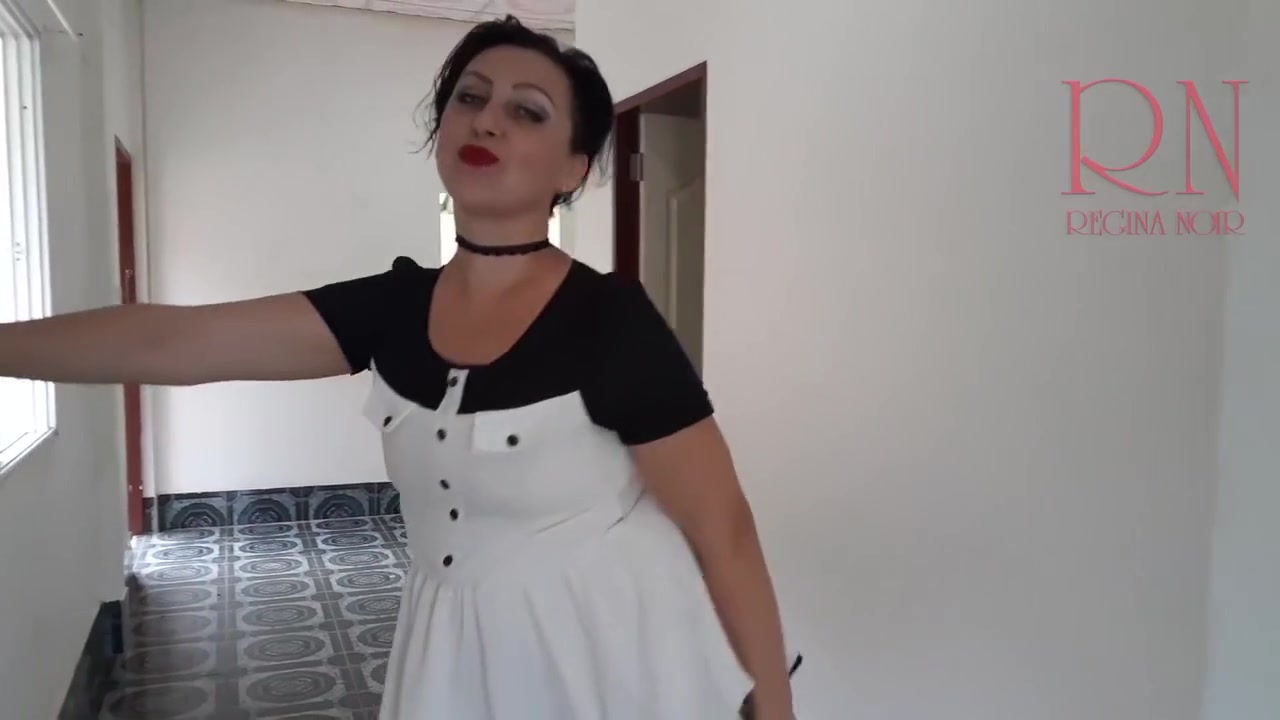 Striptease On High Heels In Empty House. Naked Shows Her Tits And Pussy Full With Regina Noir