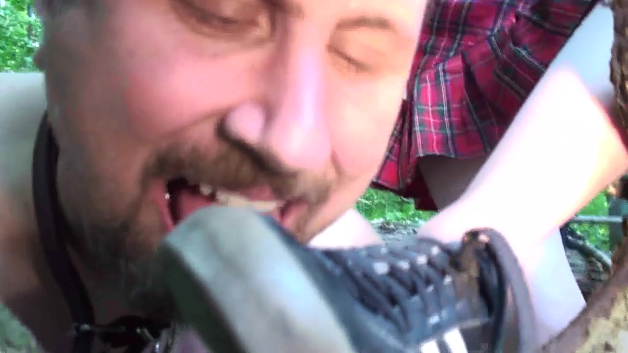 Slave licks clean dirty shoes by Foot Girls