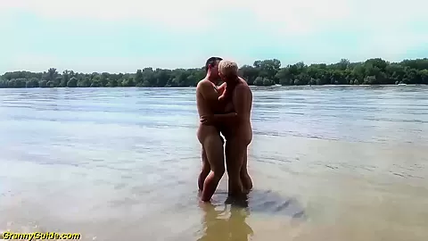 bbw Step mom loves stepson on public beach