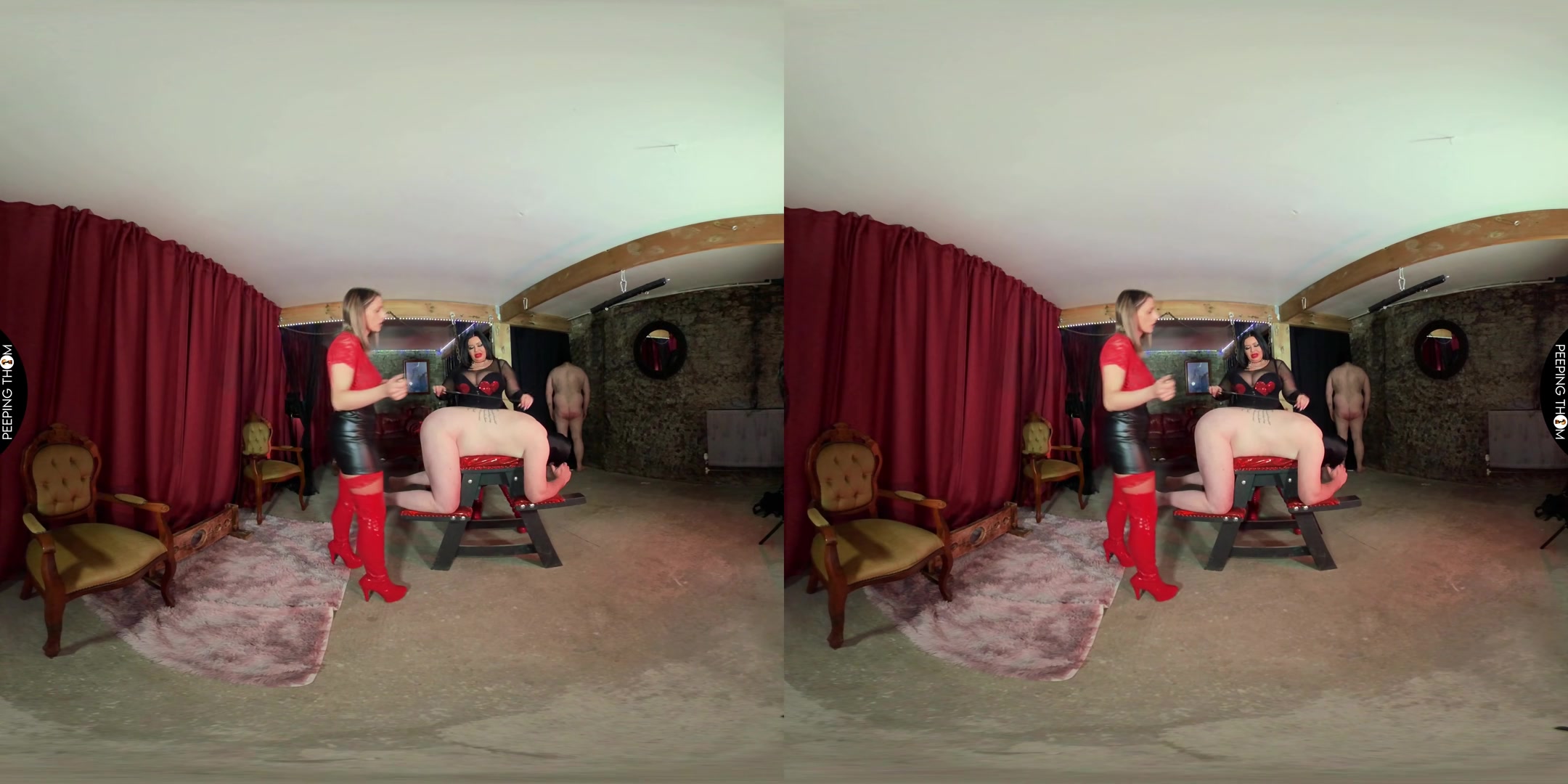 Mia and Aveena - Double Spanking - PeepingThom