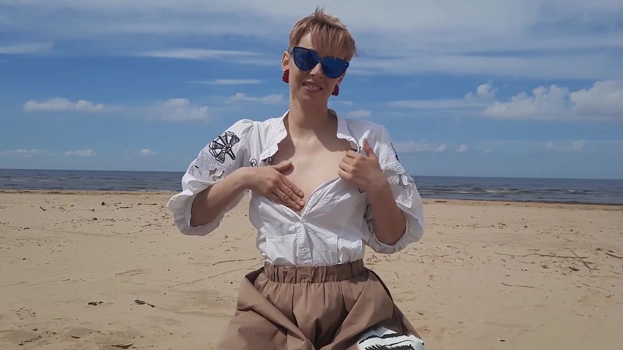 Tits Massage On The Public Beach