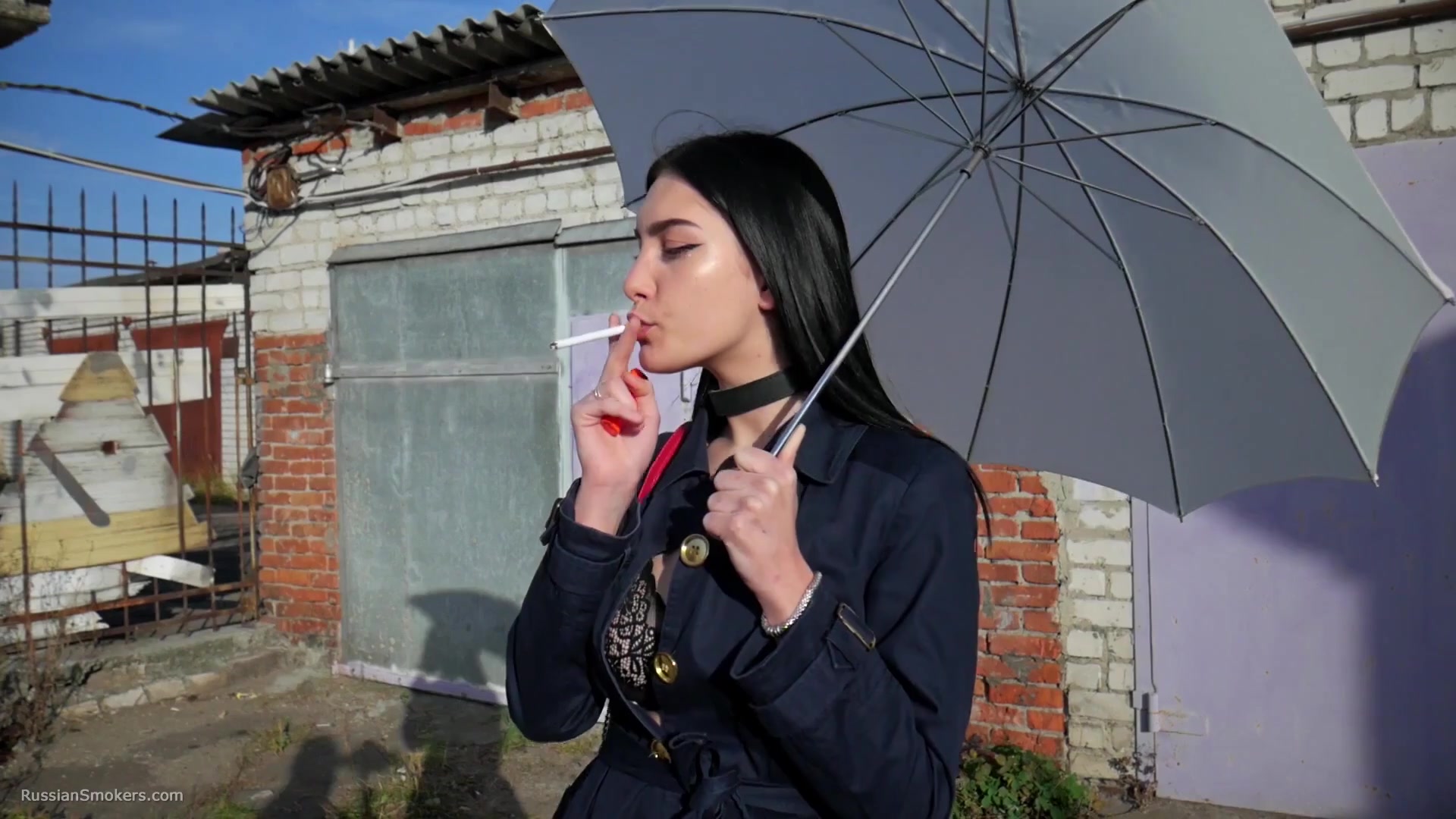 Attractive Lera Taking A Smoke Break Outside