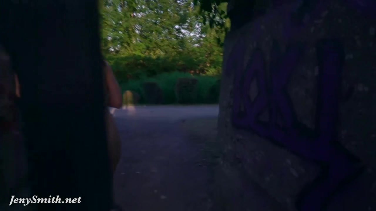 Jeny Smith is walking naked through an abandoned factory.