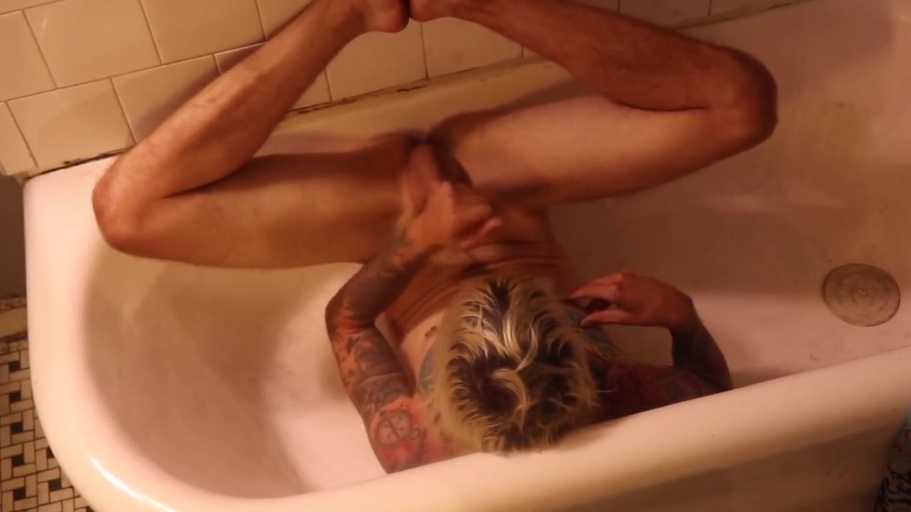 Dirty Feet Up And Big Dick Upside Down Jerk Off In The Bathtub