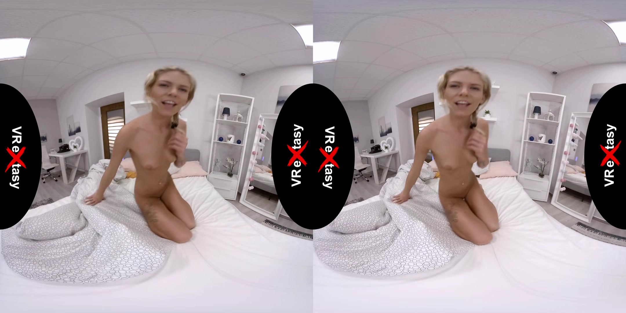 Pleasure In Bed - Shaved Blonde Pornstar Toying