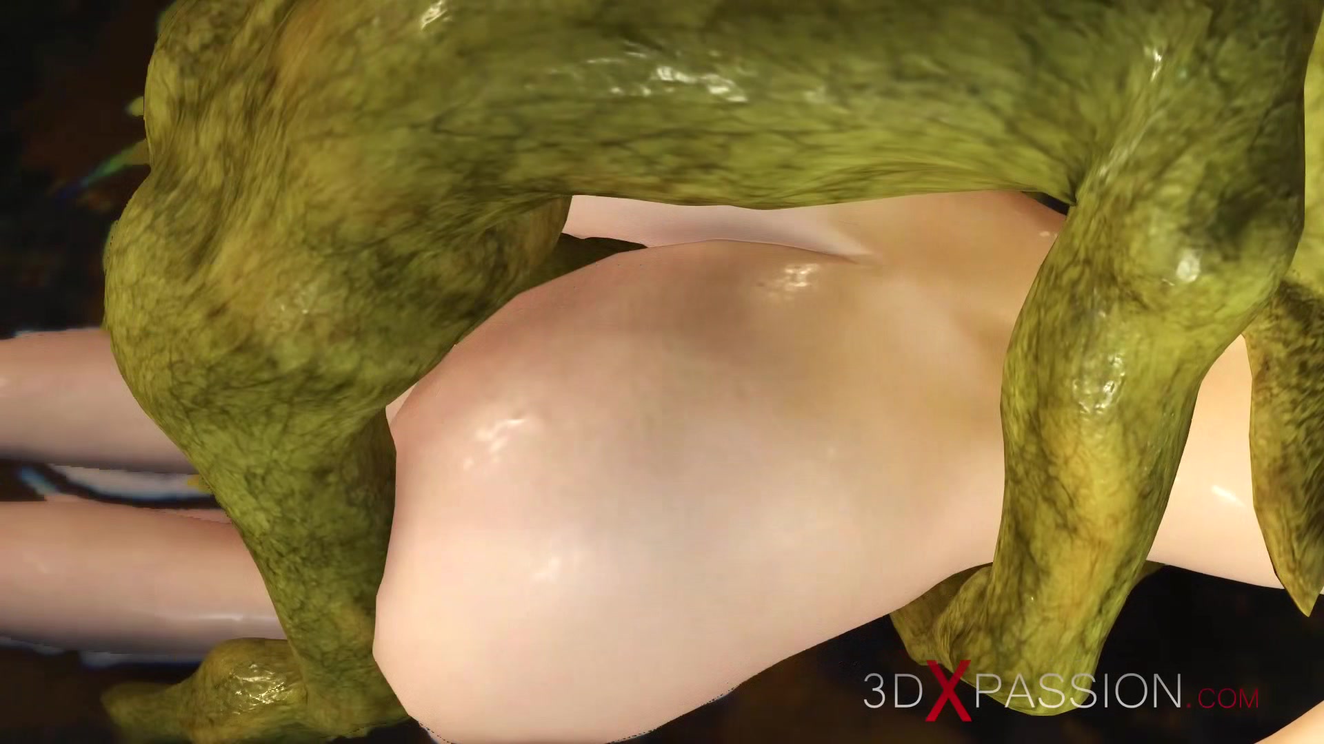 Hot sex! Beautiful young queen gets fucked hard by a Boggles green monster in the mystical cave