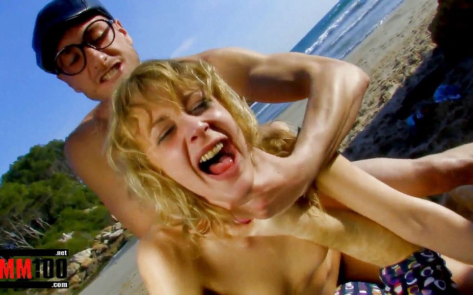 Threesome At The Beach With Blonde French Slut