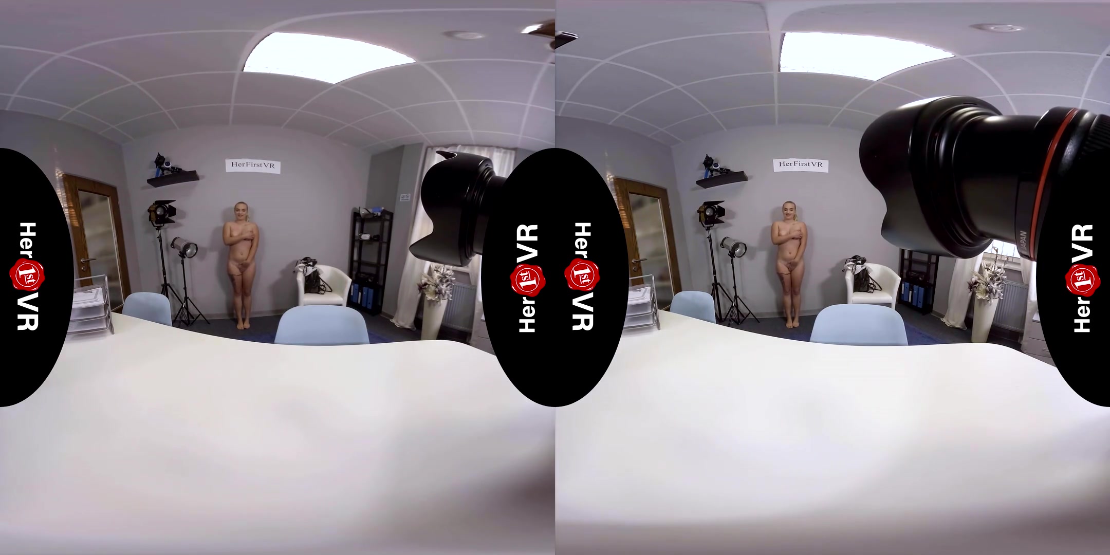 Nicole - First VR Casting; striptease solo masturbation audition blonde big tits curvy