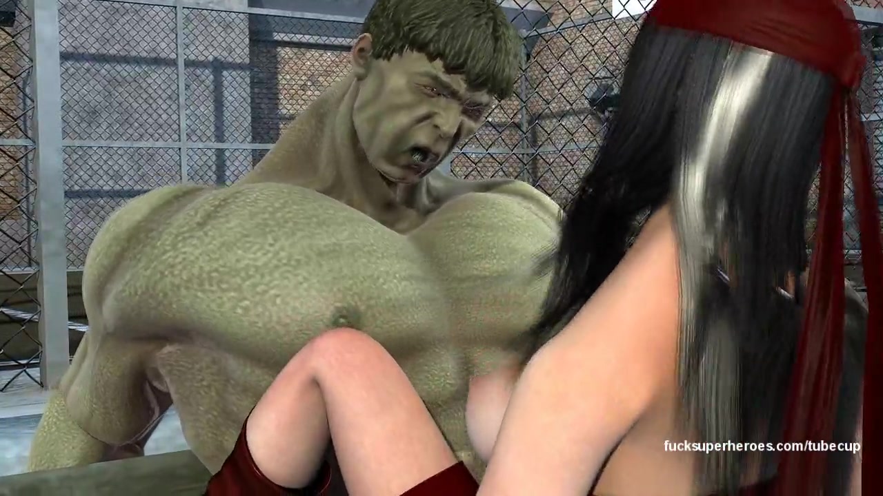 Hulk smashes into Electra's tight cunt