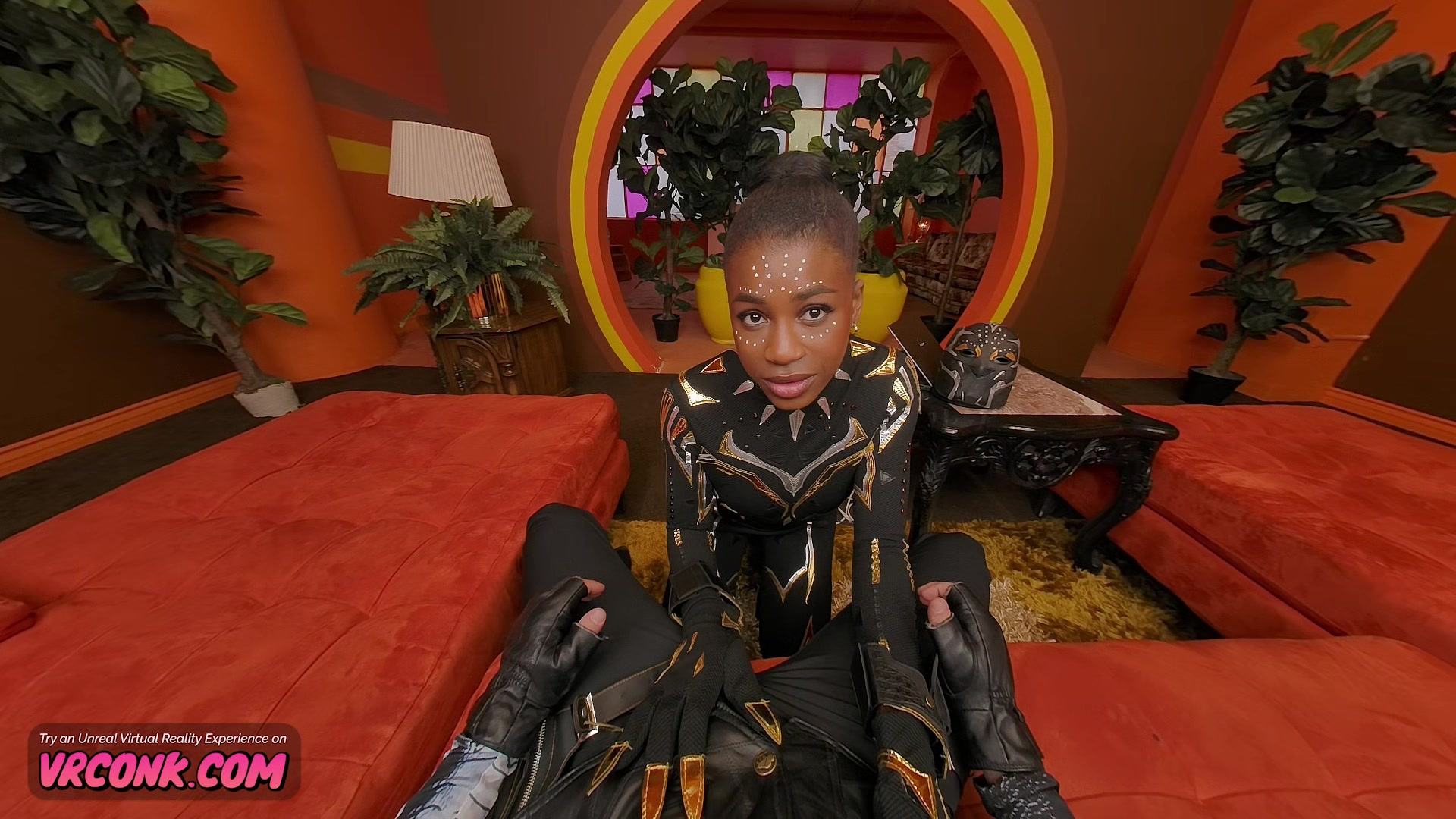 VR conk black panter Parody black horny girl fucking with blowjob and balls licking