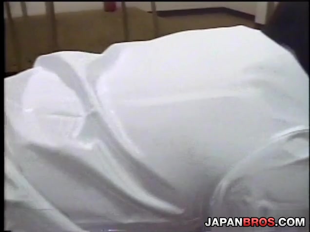 Filthy Asian student 18+ getting naked and teasing her professor in class