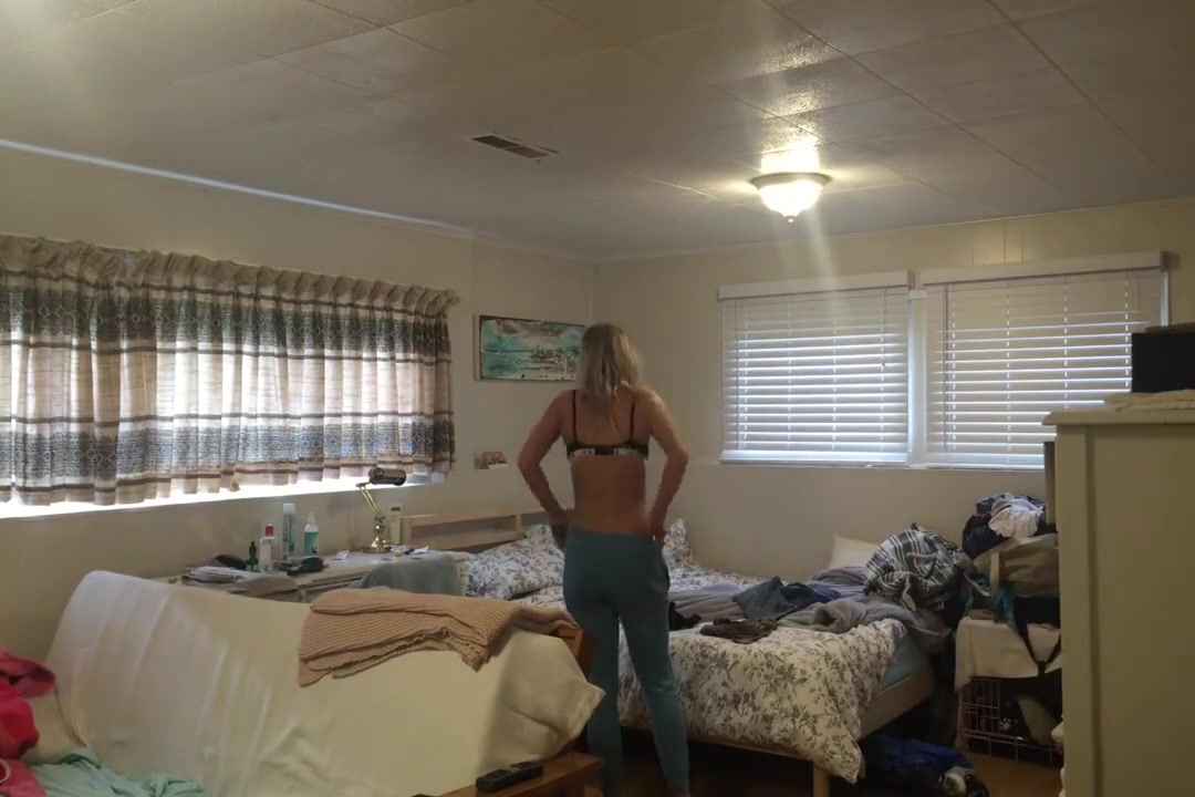 EPIC spy! Dumb slut young Step sister spied undressing after school