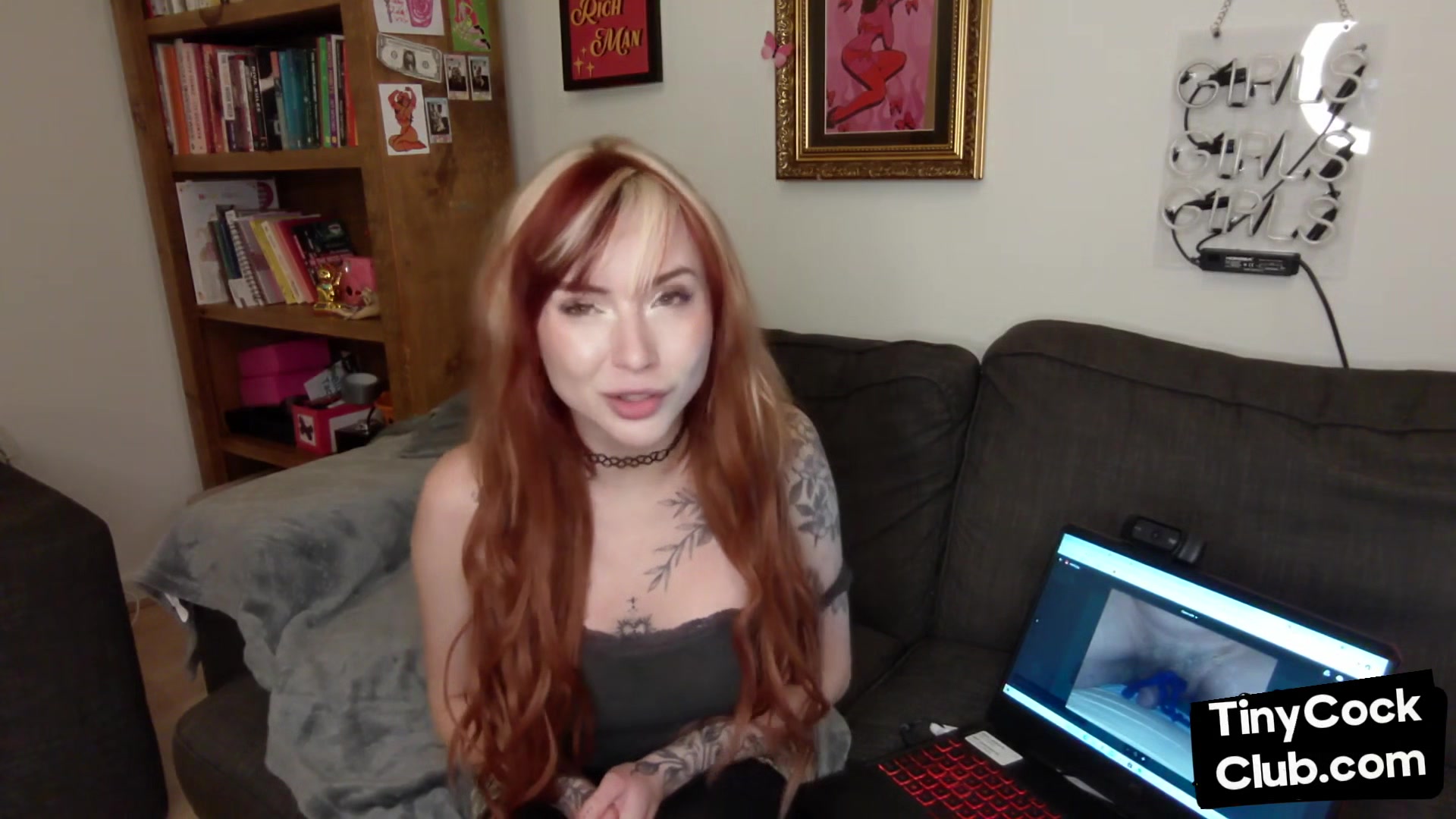 SPH tattooed solo babe talk dirty about poor small cocks