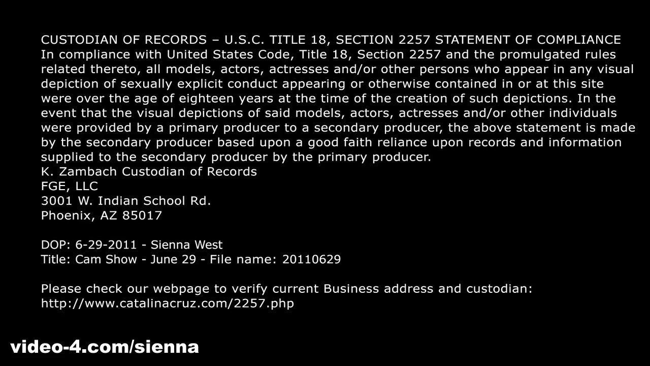 Cam Show - June 29 - SiennaWest