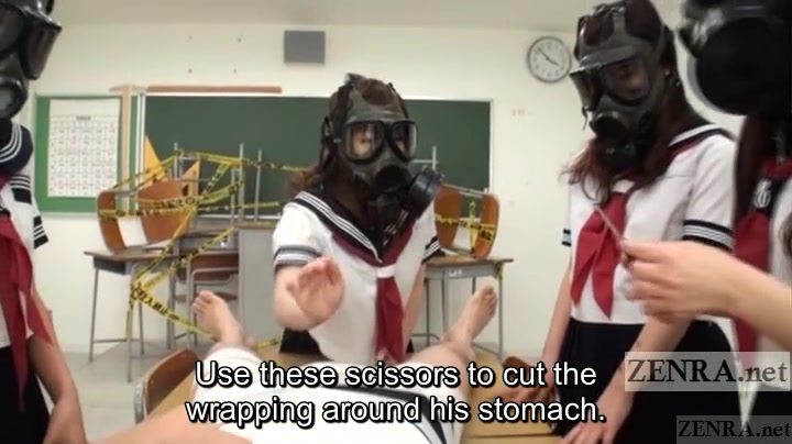 CFNM Gas Mask Japanese schoolgirls 18+ inspection Subtitled