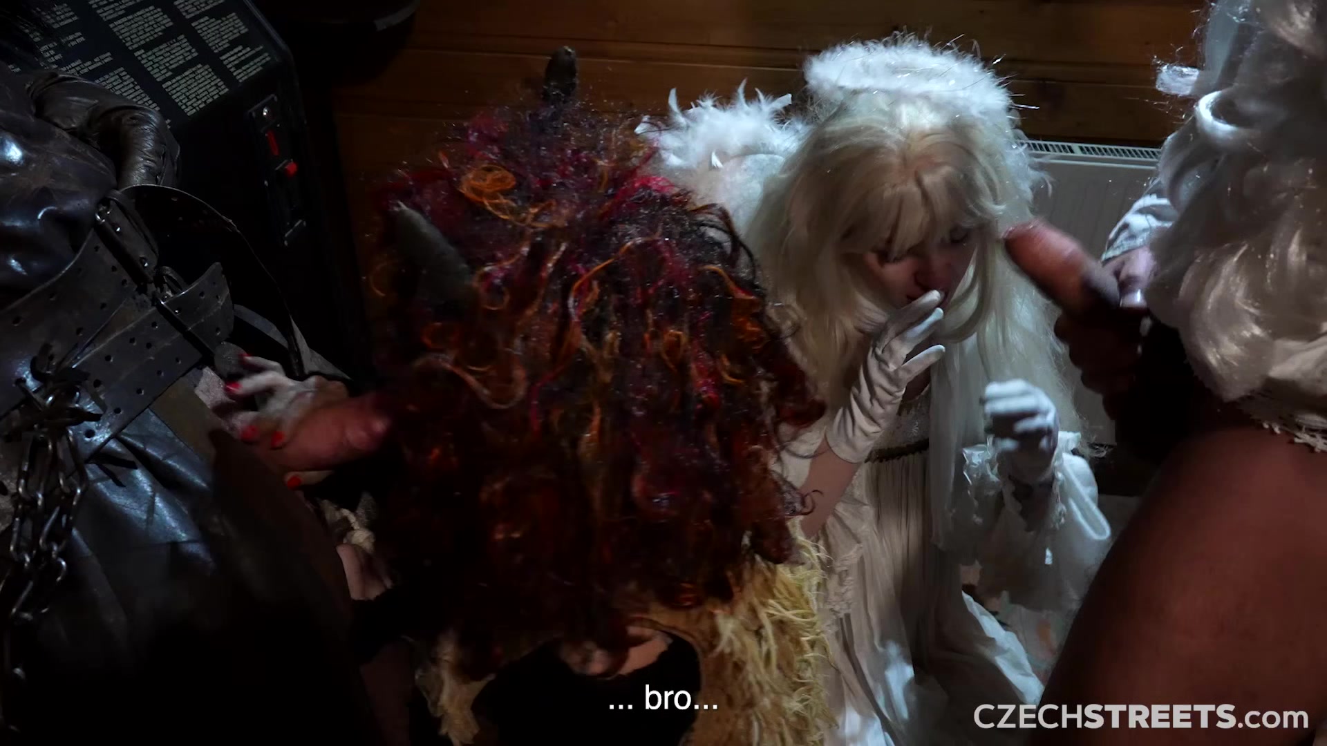 CzechStreets - Devilish foursome! Beautiful angel got paid for sucking the devil's cock!