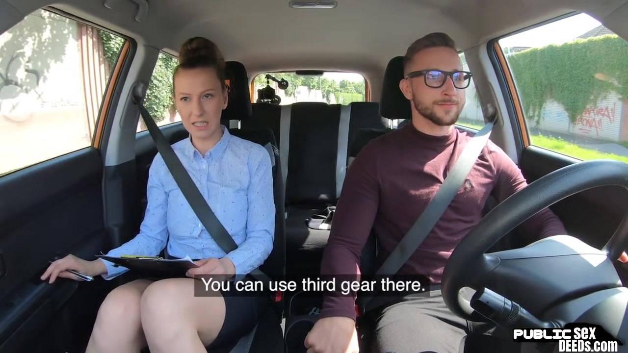 Busty MILF fucked outdoor in the car by driving student 18+
