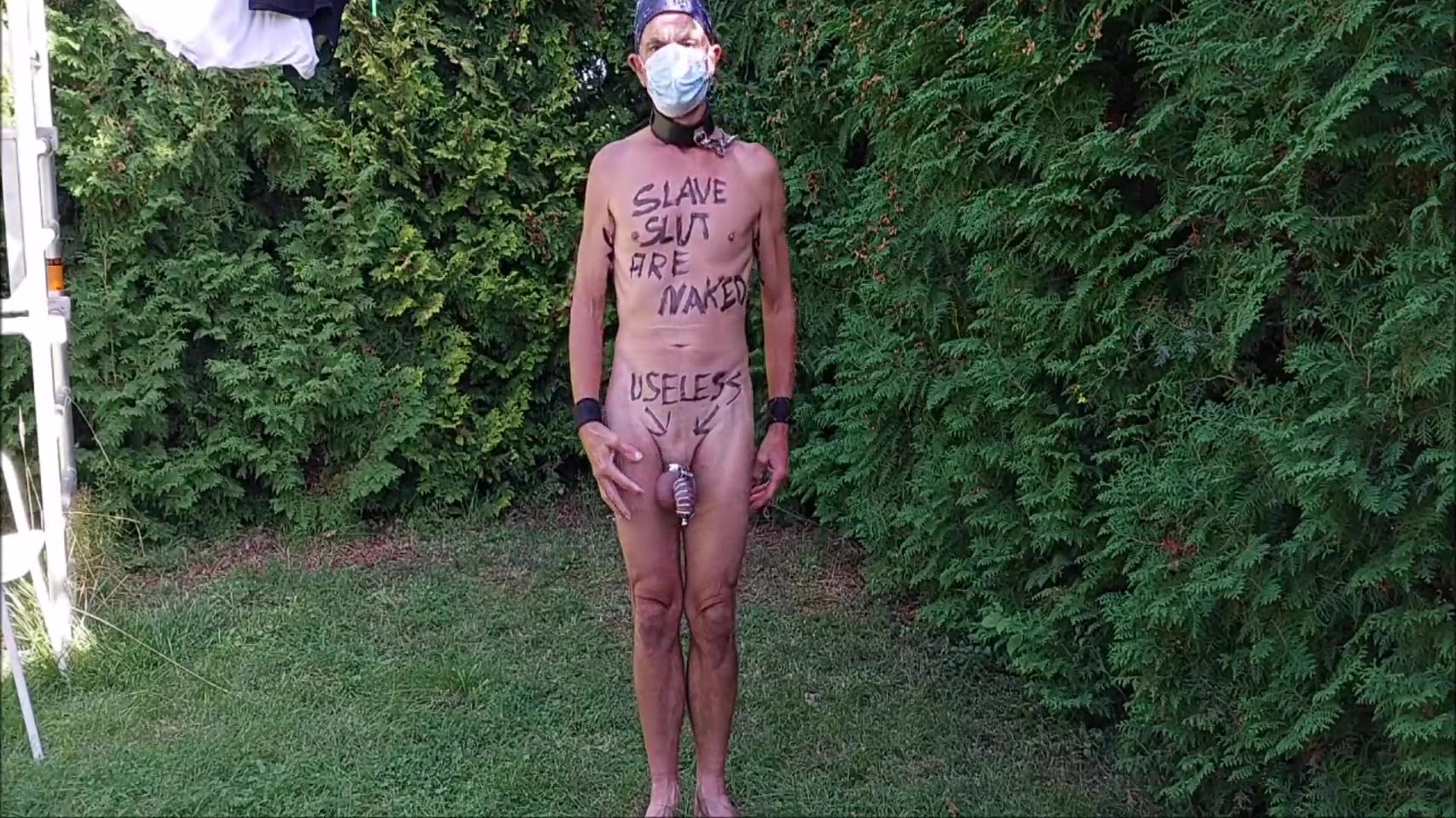 Uncut Gay Slave Exposed Outdoor Party In Penis Cage Striptease Humiliating Body Writing 4 Min