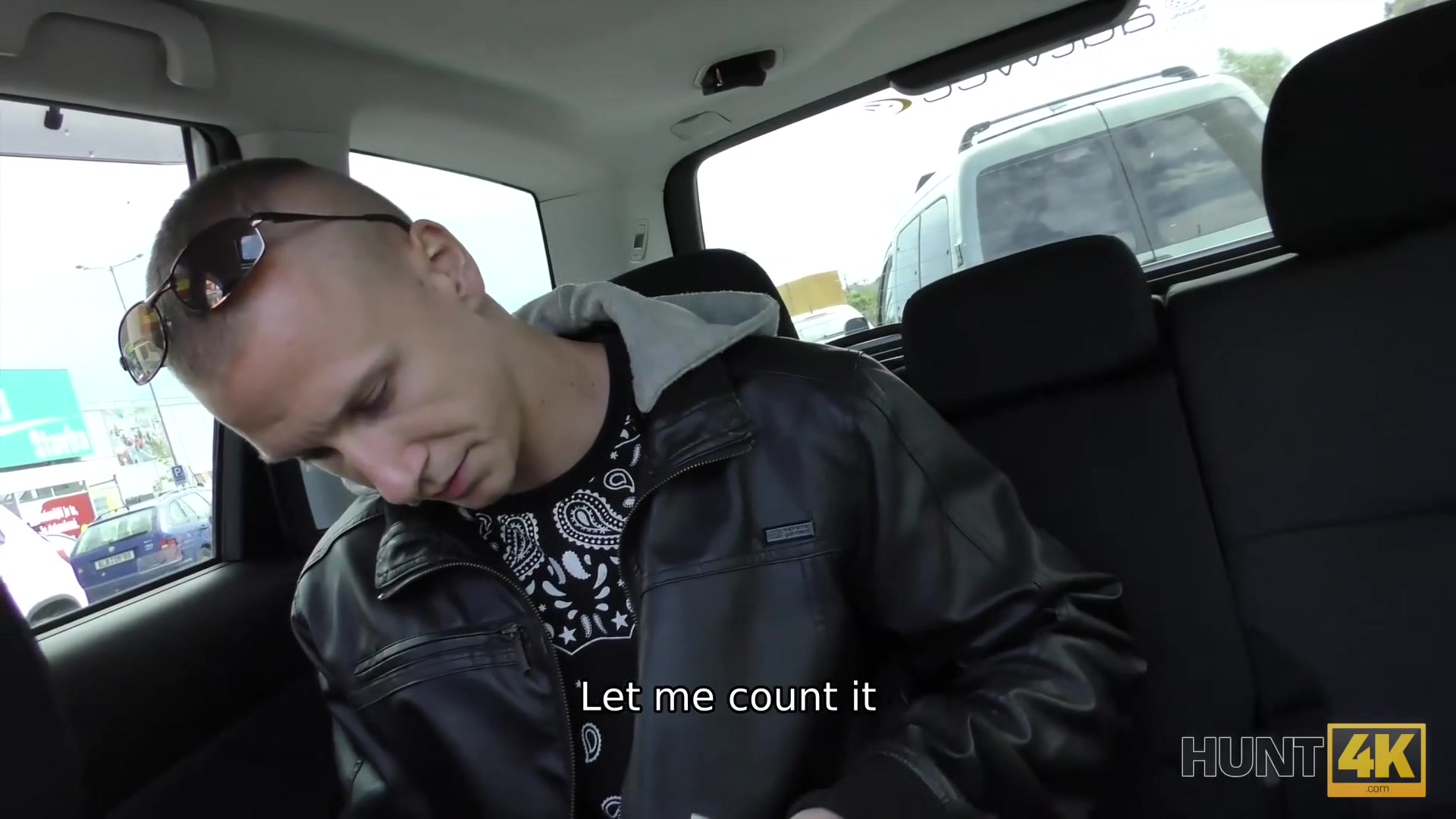 HUNT4K. Slutty girl has dirty sex in the car in front of bf