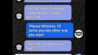 Submissive boy sexting Mistress for bi dungeon session
