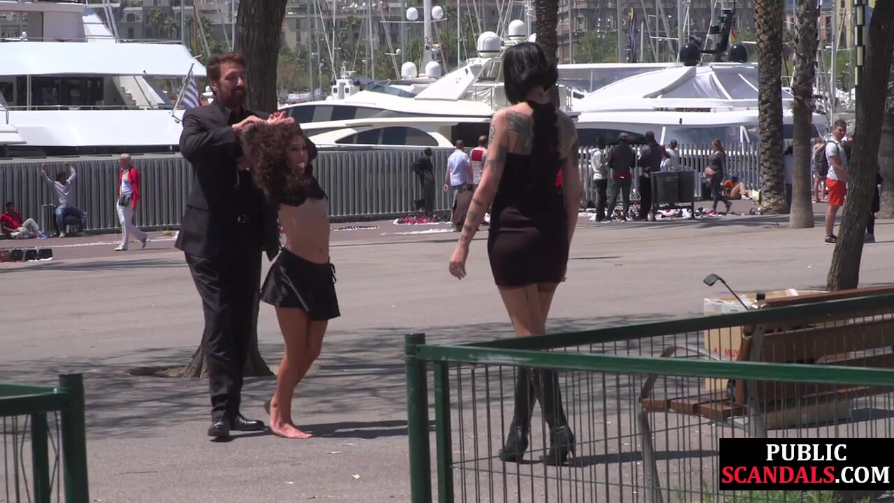 Humiliated european public nudity and kinky spanking