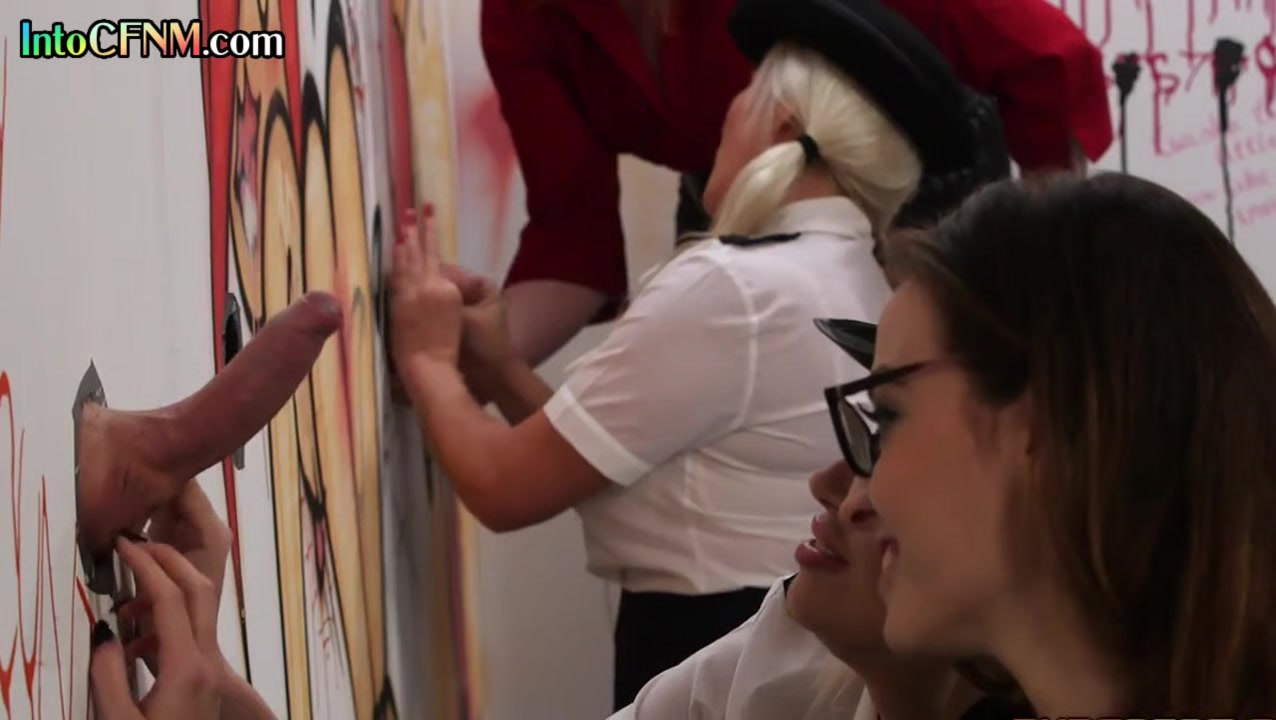 CFNM police ladies jerking gloryhole cocks in HJ orgy