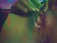 Black cunt shines of cum