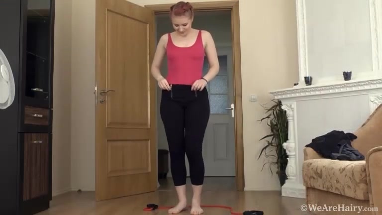 Megan takes off black dress to get naked on rug - Compilation - WeAreHairy