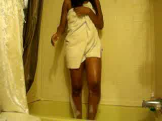 Sexy ebony teen 18+ shower dance